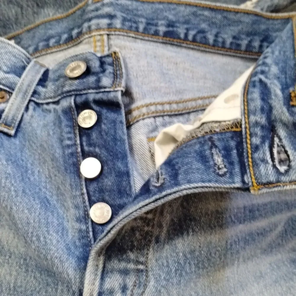 Levi's 501s Distressed Skinny Jeans Button Fly Sz 27x28 - Picture 12 of 12